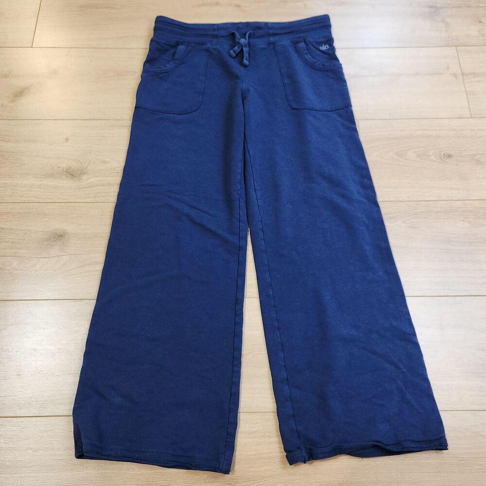 Alo Yoga Sweatpants Womens Medium Blue Wide Leg Elastic Waist Stretch Pockets